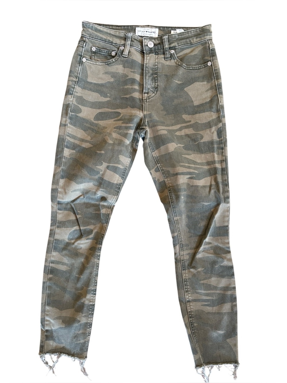 Lucky Brand Bridgette‎ Crop Green Camo Ankle Jeans Size 00 / 24